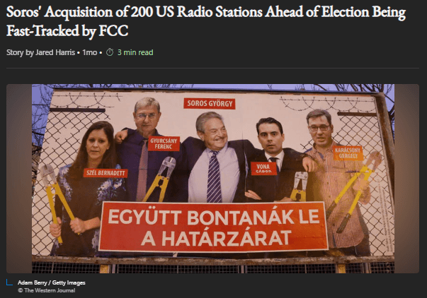 Reporting on the Soros fund acquisition of 200+ U.S. radio stations